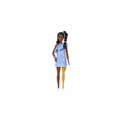 Ã¢ÃÃBarbie Fashionistas Doll #146 with 2 Twisted Braids & Prosthetic Leg Wearing Star-Print Dress, White Shoes & Arm Bracel ...