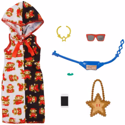 Barbie Storytelling Fashion Pack of Doll Clothes Inspired by Super Mario: Hoodie Dress & 6 Accessories for Barbie Dolls Gift ...