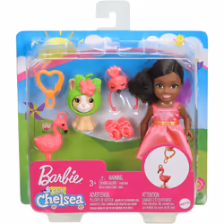 GJW30 Barbie Club Chelsea Doll and Playset Pink Flamingo Dress and Dog (GHV69)