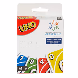 Mattel Games UNO Braille Card Game for Kids & Adults with Cards Specially Designed for Blind and Low-Vision Players