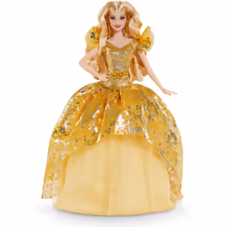 Barbie Signature 2020 Holiday Barbie Doll (12-inch Blonde Long Hair) in Golden Gown with Doll Stand and Certificate of Authe ...