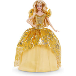 Barbie Signature 2020 Holiday Barbie Doll (12-inch Blonde Long Hair) in Golden Gown  with Doll Stand and Certificate of Authenticity  Gift for 6 Year