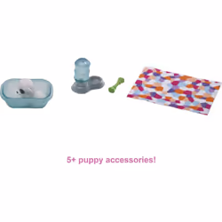 Dog Kennel Playset with Dogs and Accessories - Includes 2 Dog Figures, Kennel, Bed, Blanket, Bath, Water Bowl, and Chew Toy