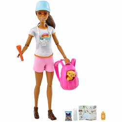 Barbie Hiking Doll, Brunette, with Puppy, Fashion doll, Female, 3 yr(s), Boy/Girl, Multicolour