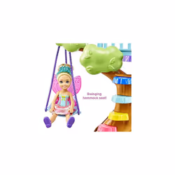 Barbie Dreamtopia Chelsea Fairy Doll and Fairytale Treehouse Playset with Seesaw, Swing, Slide, Pet and Access