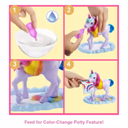 Barbie Dreamtopia This playset comes with a princess doll, a pet unicorn toy with colour-change features and 18 toy accessories. For ages 3+.