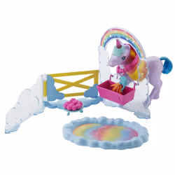 Barbie Dreamtopia This playset comes with a princess doll, a pet unicorn toy with colour-change features and 18 toy accessories. For ages 3+. - Additional view 4