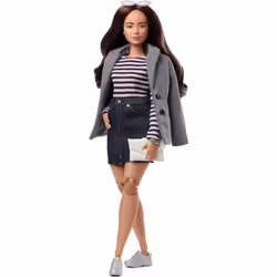 Barbie Signature @BarbieStyle Fashion Doll & Clothing Set Curvy Brunette with 2 Tops Skirt Pants Coat Jacket 2 Pairs of ...