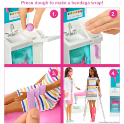 Barbie The Fast Cast Clinic playset comes with a brunette doll, 30+ play pieces, four play areas, cast-making features and more. Ages 3+. - Additional view 5