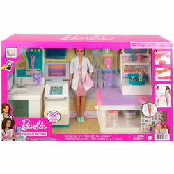 Barbie The Fast Cast Clinic playset comes with a brunette doll, 30+ play pieces, four play areas, cast-making features and more. Ages 3+. - Additional view 8