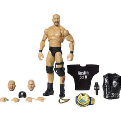 WWE MATTEL Ultimate Edition Stone Cold Steve Austin Action Figure  6-in / 15.24-cm  with Interchangeable Heads  Swappable Hands & Entrance Gear for Ag