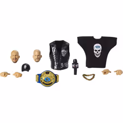 WWE MATTEL Ultimate Edition Stone Cold Steve Austin Action Figure  6-in / 15.24-cm  with Interchangeable Heads  Swappable Hands & Entrance Gear for Ag