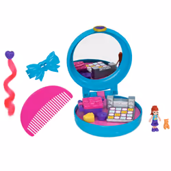 Polly Pocket Clip & Comb Birthday Compact, Doll hair styling set, 4 yr(s)