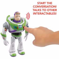 Disney Pixar Interactables Buzz Lightyear Talking Action Figure, 7-in / 17.8-cm Tall Posable Movie Character Toy, Interacts with Other Figures, Kids