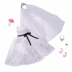 Barbie Fashion Pack: Bridal Outfit Doll with Wedding Dress Veil Shoes Necklace Bracelet & Bouquet Gift for Kids 3 to 8 Y ...