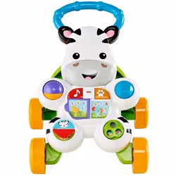Fisher-Price Zebra First Steps Walker with Music and Lights, Runner+6 Months (Mattel GXC34), Manufacturer Package