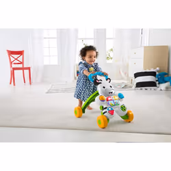 Fisher-Price Zebra First Steps Walker with Music and Lights, Runner+6 Months (Mattel GXC34), Manufacturer Package