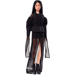 Barbie Tribute Collection Vera Wang Doll  Wearing Black Romper and Chiffon Dress  with Doll Stand & Certificate of Authenticity  Gift for Collectors