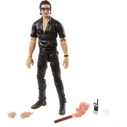 Jurassic World Amber Collection Dr. Ian Malcolm 6-in Action Figure  Swappable Hands  Movie-Inspired Radio  Flare & Water Cup Accessories  Collectible