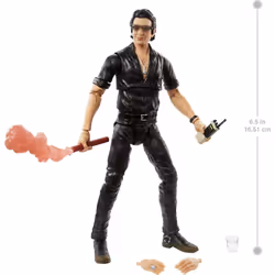 Jurassic World Amber Collection Dr. Ian Malcolm 6-in Action Figure  Swappable Hands  Movie-Inspired Radio  Flare & Water Cup Accessories  Collectible