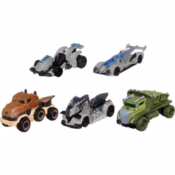 Hot Wheels Jurassic World Dominion Toy Character Cars 5-Pack in 1:64 Scale: Beta Giganotosaurus T-Rex Triceratops & Veloci ...