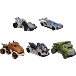Hot Wheels Jurassic World Dominion Toy Character Cars 5-Pack in 1:64 Scale: Beta  Giganotosaurus  T-Rex  Triceratops & Velociraptor