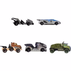 Hot Wheels Jurassic World Dominion Toy Character Cars 5-Pack in 1:64 Scale: Beta  Giganotosaurus  T-Rex  Triceratops & Velociraptor