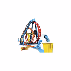 Hot Wheels Track Builder Unlimited Triple Loop Kit Collapsible 3-Loop Gift Set for Kids 6 to 12 Years Old & One 1:64 Scale Hot Wheels Vehicle with