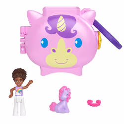 Polly Pocket Pet Connects Stackable Compact Playsets with Micro Doll, Travel Toys with Clip