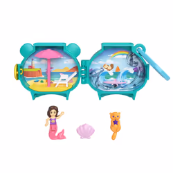 Polly Pocket Pet Connects Stackable Compact Playsets with Micro Doll, Travel Toys with Clip