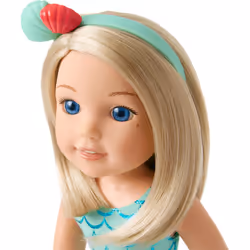 American Girl WellieWishers 14.5-inch Camille Doll with Blue Leotard  Mermaid Skirt  Headband  and Boots  For Ages 4+