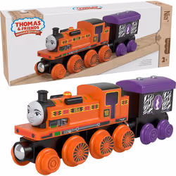 Thomas & Friends Wooden Railway Toy Train Nia Push-Along Wood Engine & Cargo Car for Toddlers & Preschool Kids Ages 2+ Years ...