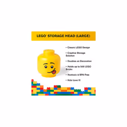 Room Copenhagen, Lego Storage Head - Stackable Storage Solution, Holds up to 500 Building Bricks - Large, Silly