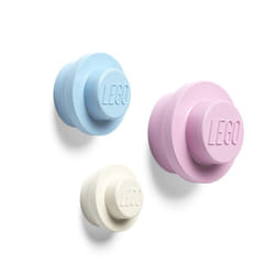 Room copenhagen Lego Wall Hanger Set - Decorative Playroom Utility Hooks - Light BluePinkWhite