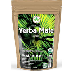 Yerba Mate Tea 1LB 16Oz HI-cAFFEINE 100% cERTIFIED Organic SUPER-gREEN Yerba Mate  NO Dust  FRESH - NEVER Aged Ilex Paraguariensis  Brazilian Rain For