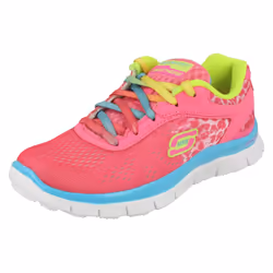 ) Girls Skechers Casual Trainers Serengeti 8189L - UK 12.5 Child, Neon Pink (Pink