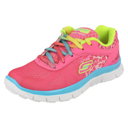 ) Girls Skechers Casual Trainers Serengeti 8189L - UK 12.5 Child, Neon Pink (Pink
