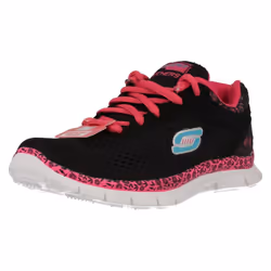 ) Girls Skechers Memory Foam Trainers Island Style - UK 10.5 Child, Black/Hot Pink (Black