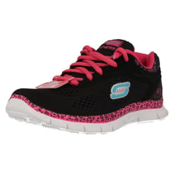 ) Girls Skechers Memory Foam Trainers Island Style - UK 13 Child, Black/Hot Pink (Black