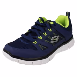 ) Boys Skechers Casual Lace Up Trainers Flex Advantage 95521 - UK 10.5 Child, Navy/Yellow (Blue