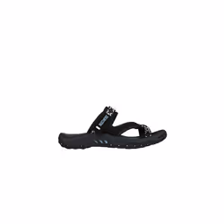 Skechers Women's Reggae Trailway Flip Flop  Black/White  7 M US