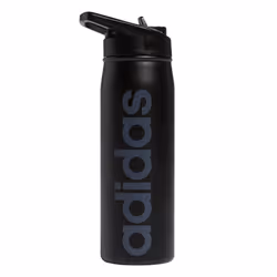 adidas 600 Ml (20 Oz) Straw Top Metal Water Bottle Hot/Cold Double-Walled Insulated 18/8 Stainless Steel Black/Onix Grey O ...