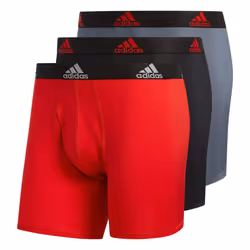 adidas Men's Performance Boxer Brief Underwear (3-Pack) Scarlet Red/B