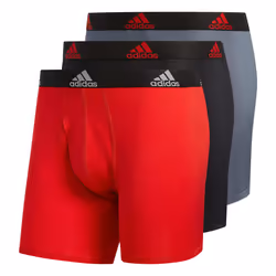 adidas Men's Performance Boxer Brief Underwear (3-Pack) Scarlet Red/B