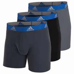 adidas Men's Performance Boxer Brief Underwear (3-Pack) Onix Grey/Bla