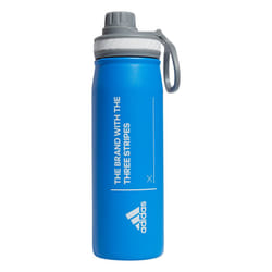 adidas 600 Ml (20 Oz) Metal Water Bottle  Hot/Cold Double-Walled Insulated 18/8 Stainless Steel  Blue Rush/White/Grey  One Size