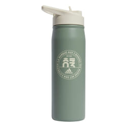 adidas 600 Ml (20 Oz) Straw Top Metal Water Bottle  Hot/Cold Double-Walled Insulated 18/8 Stainless Steel  Silver Green/Alumina Beige  One Size