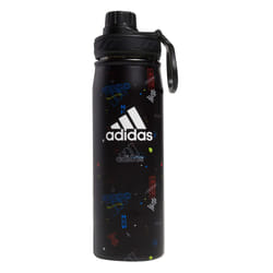 adidas 600 Ml (20 Oz) Metal Water Bottle  Hot/Cold Double-Walled Insulated 18/8 Stainless Steel  Icon Brand Love Black/Black/White  One Size