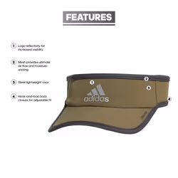 adidas Men's Superlite Adjustable Fit Sport Performance Visor  Olive S