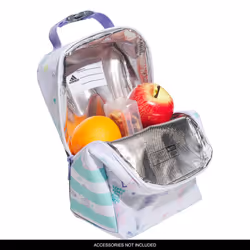 adidas Santiago 2 Insulated Lunch Bag  Icon Brand Love White/Flash Aqua Blue/Light Purple  One Size